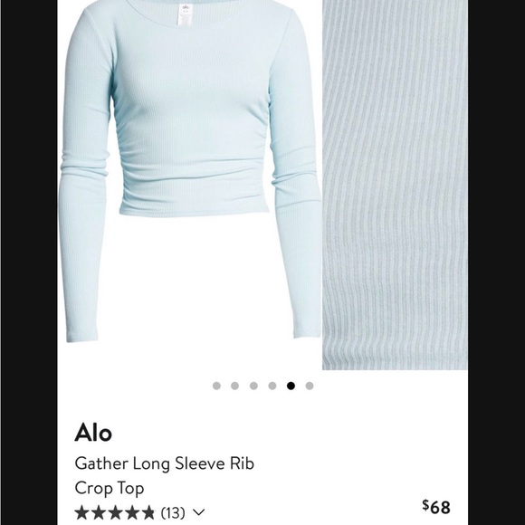 Alo Yoga Gather Long Sleeve Rib Crop Top - Picture 3 of 3